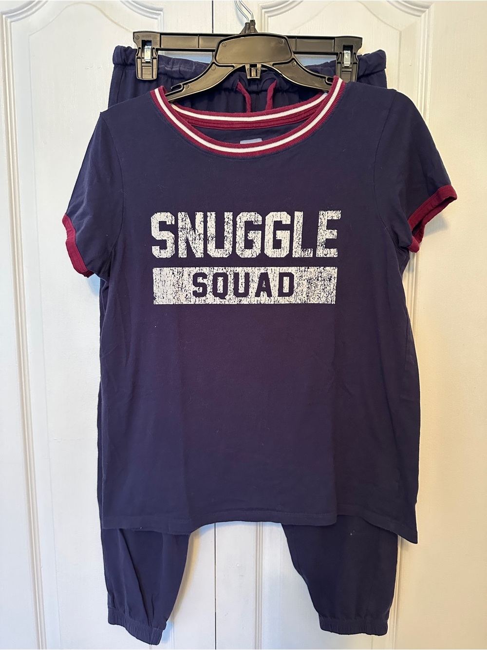 Jane and Bleecker Navy Short Sleeve "Snuggle Squad" Sleepwear 2-piece Set